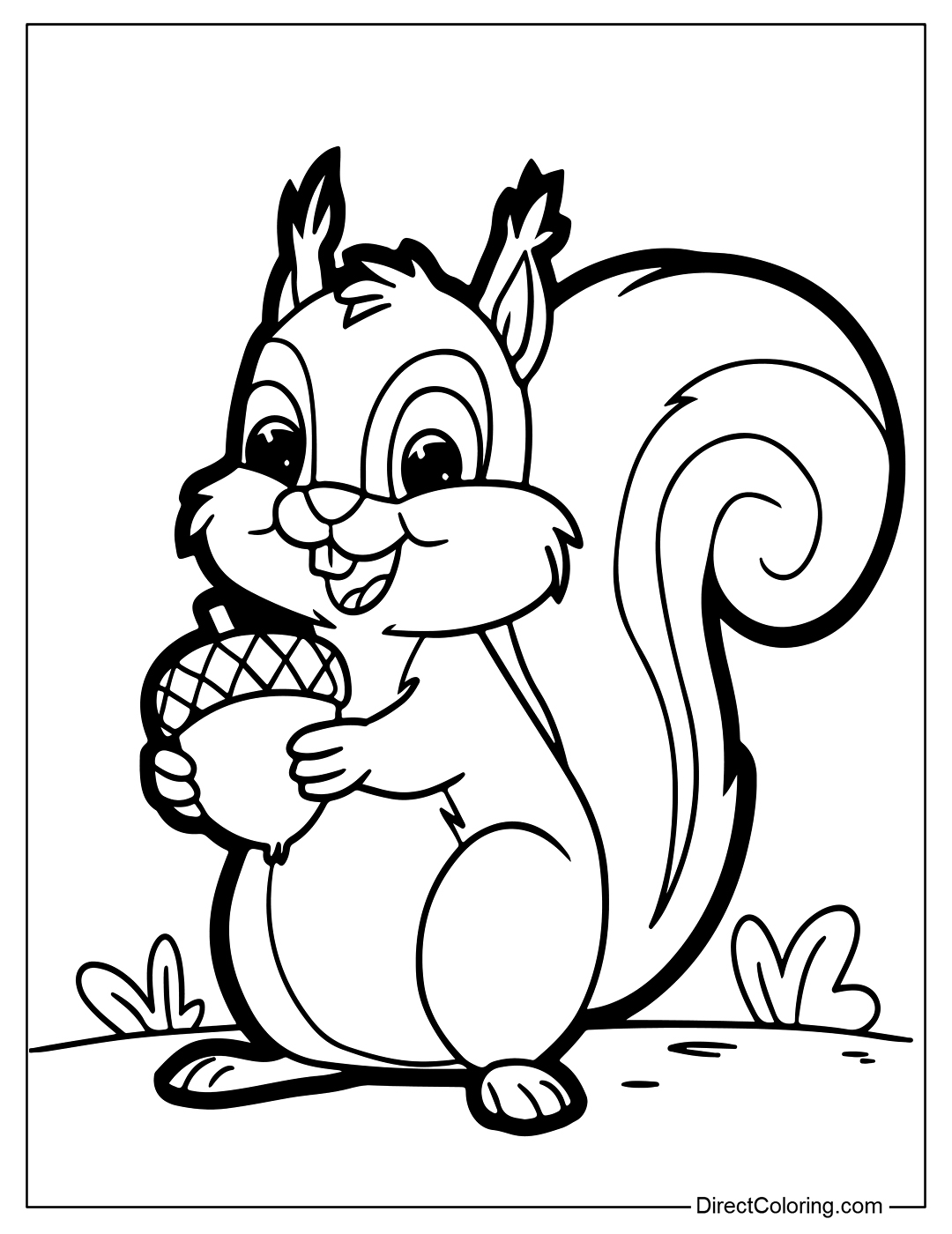 Squirrel with Nut Coloring